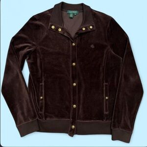 Lauren Ralph Lauren Chocolate Brown velvet button up Jacket